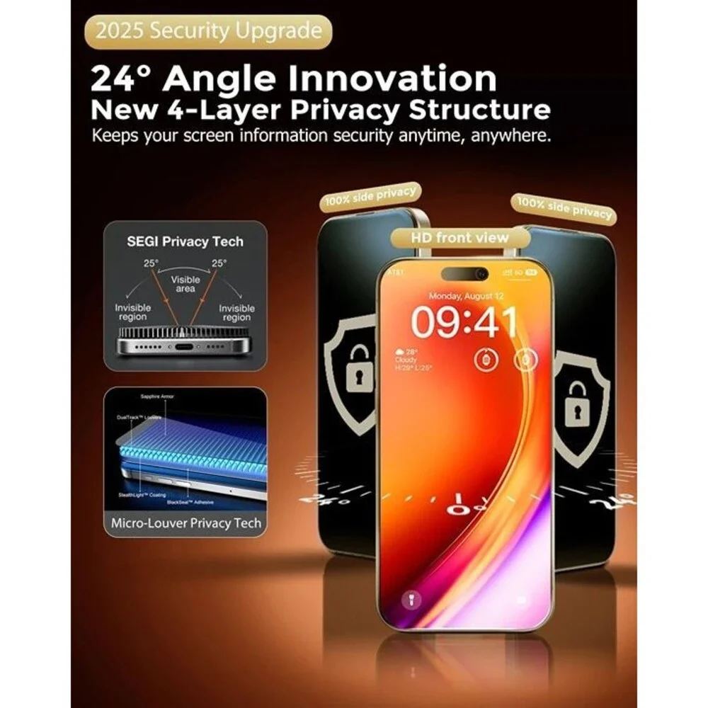 Unbreak 9H+ Top Glass for iPhone 16 Pro Max Privacy Screen Protector
